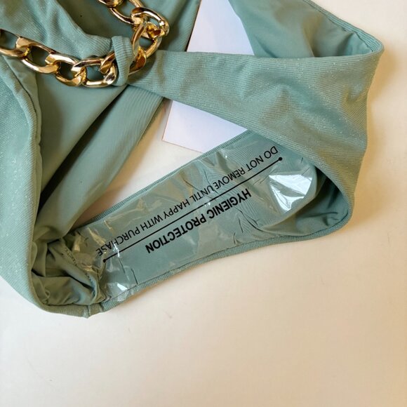 LOVEWAVE Wailani Bikini Bottom Low Rise Chain NWT Green Mint Swim Bathing Suit S - Picture 8 of 8